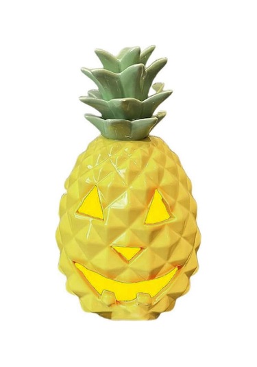 Cadılar Bayramı Ananas Balkabağı Lambası, Su Geçirmez Korkutucu İç Mekan Dış Mekan Plaj Partisi Reçine Led Balkabağı Baş Dekorasyonu Masaüstü Süsü Çok Renkli