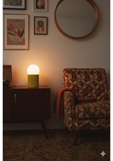 Modern Tasarım Makrome İp Abajur Dekoratif Lamba Abajur Masa Lambası Glop Cam Abajur Sarı Abajur Sarı