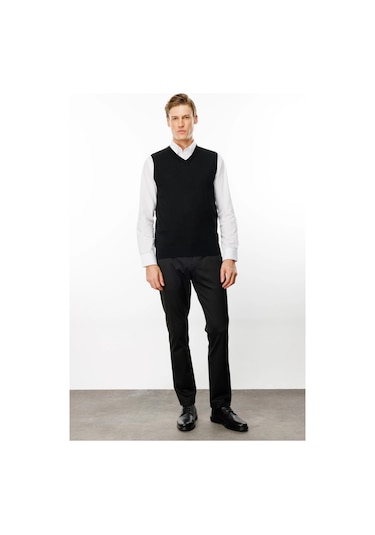 Desen Triko Erkek Süveter 21600 Siyah Siyah