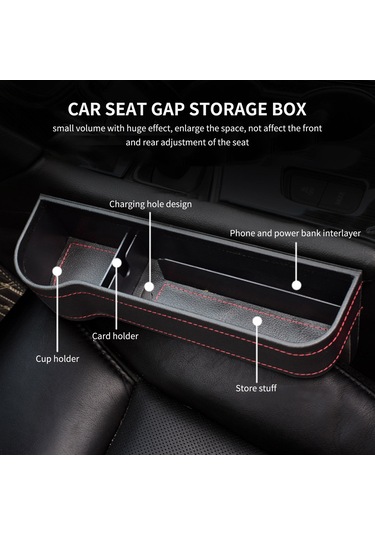 Wezone Sürücü Tarafı Siyah Otomobil Koltuk Aralığı Depolama Kutusu - Abs Ve Pu Deri Iç Mekan Organizer