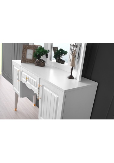 Riga Şifonyer-makyaj Masası-aynalı-mdf-beyaz Beyaz