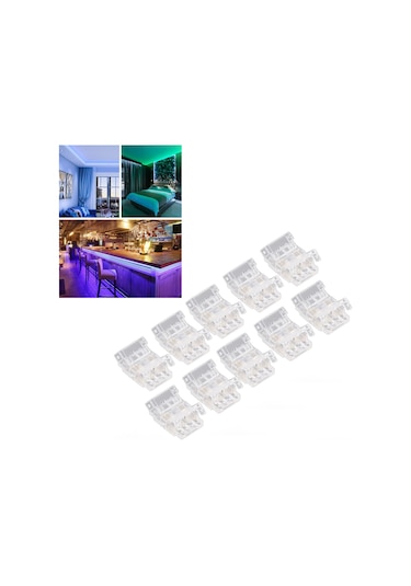 Kosona 10 Adet Cob Led Şerit Bağlantı Elemanı - 3pin 10mm, Kaynaklı Olmayan, Sürekli Bağlantı, Ev Ofis İçin, Pc Malzeme