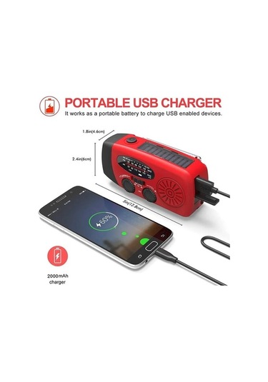 Tongxida Md-088 Kamp Feneri: Solar+dinamo+usb Şarj, Kırmızı, Yüksek Kapasiteli, Dış Mekan İçin Kırmızı