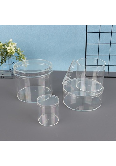 1 Adet Akrilik Şekerleme Kutusu Şeffaf Plastik Yuvarlak Kek Tatlı Kutusu Çikolata Düğün Partisi İkramlık Paketleme Saklama Kapları Şeffaf