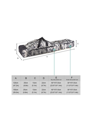 120 Cm/150 Cm 3 Katmanlar Balıkçılık Çanta Taşınabilir Ağaç Kamuflajı