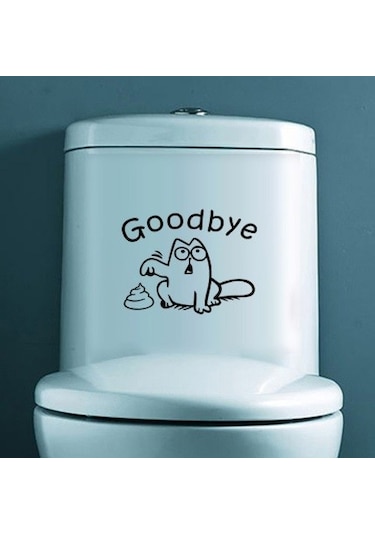 Klozet Banyo Sticker Komik Resim 10 Siyah