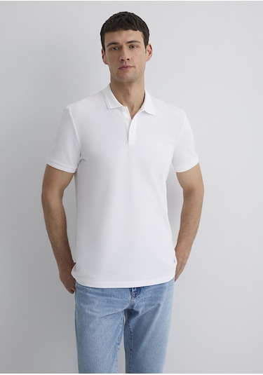 Mavi - Beyaz Polo Tişört 064946-27879 Beyaz
