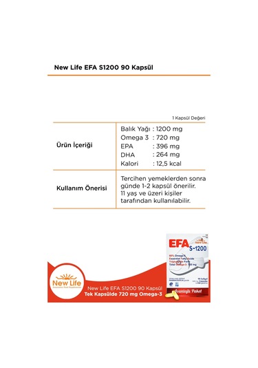 New Life Efa S-1200 Mg 90 Kapsül 2 Adet