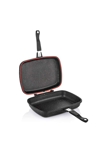 Schafer Kare Double Grill Pan 34 CM Çift Taraflı Tava - Siyah