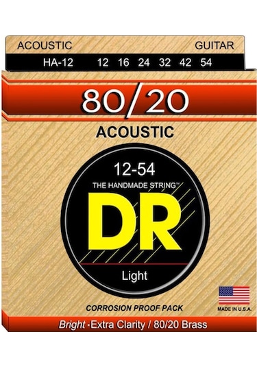 Dr Ha-12 Hi-beam 80/20 Akustik Gitar Teli Light 12-54