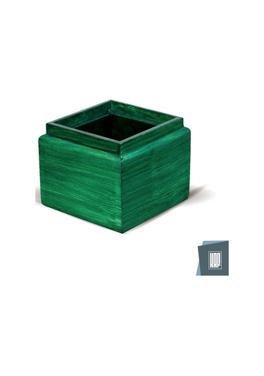 Kaf Ahşap Dekoratif Mini Saksı / Küp / Zümrüt Yeşili