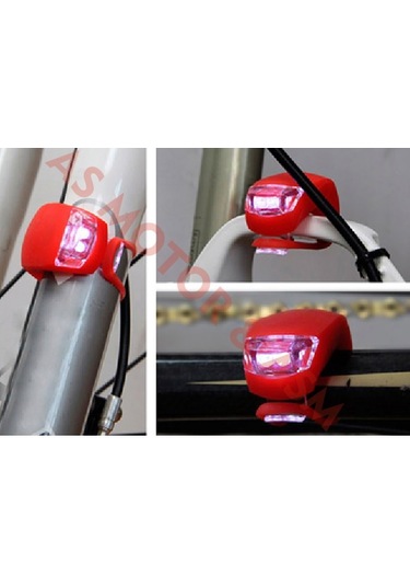Bisiklet Silikon Ledli Lamba Süper 2 Adet. Taze Pilleriyle Kırmızı-Beyaz