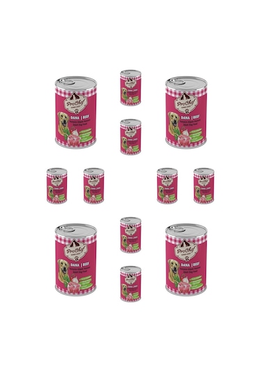 Prochef Dana Etli Kıyılmış Konserve Yetişkin Köpek Maması 12 x 415 G