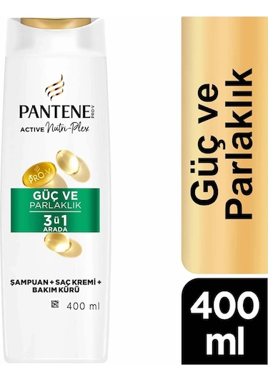 Pantene Güç Ve Parlaklık Şampuanı 3'ü 1 Arada 400 Ml Beyaz