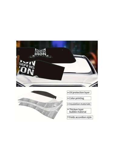 Xuweiwei Kişiselleştirilmiş Uv Korumalı Araba Güneşliği Demir Sharpen Demir Siyah Polyester