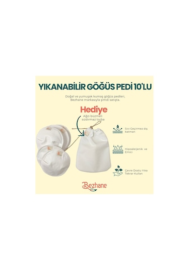 Yıkanabilir 10'lu Kumaş Göğüs Pedi