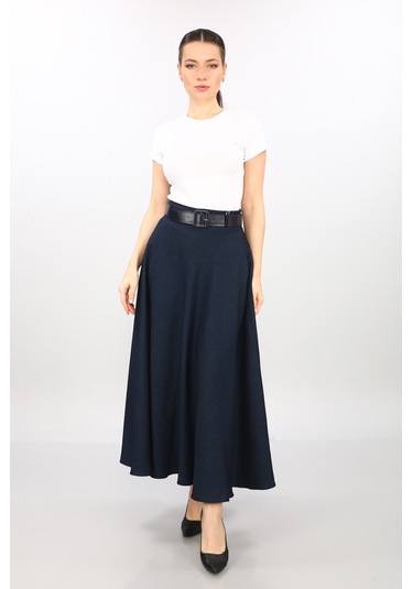 Soralline Kadın Etek Kışlık Kumaş Kloş 779 Lacivert