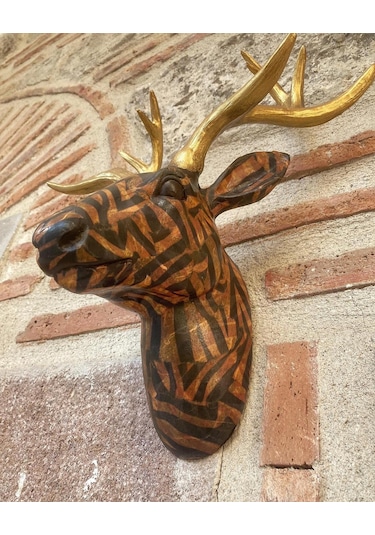 Geyik Duvar Bust Biblo Desenli