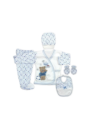 Bombinoo Mavi Bebek Mavi Ayıcıklı Yenidoğan Hastane Çıkışı Seti 5'li K2271 Mavi