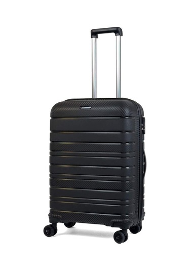 Karbon PP Seyahat Valizi Horizon Serisi Kırılmaz Bavul, Siyah - Orta Boy Siyah