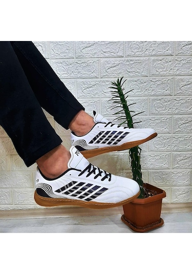 M.p 1351 Beyaz - Siyah Kaymaz Taban Futsal Futbol Ayakkabı 001