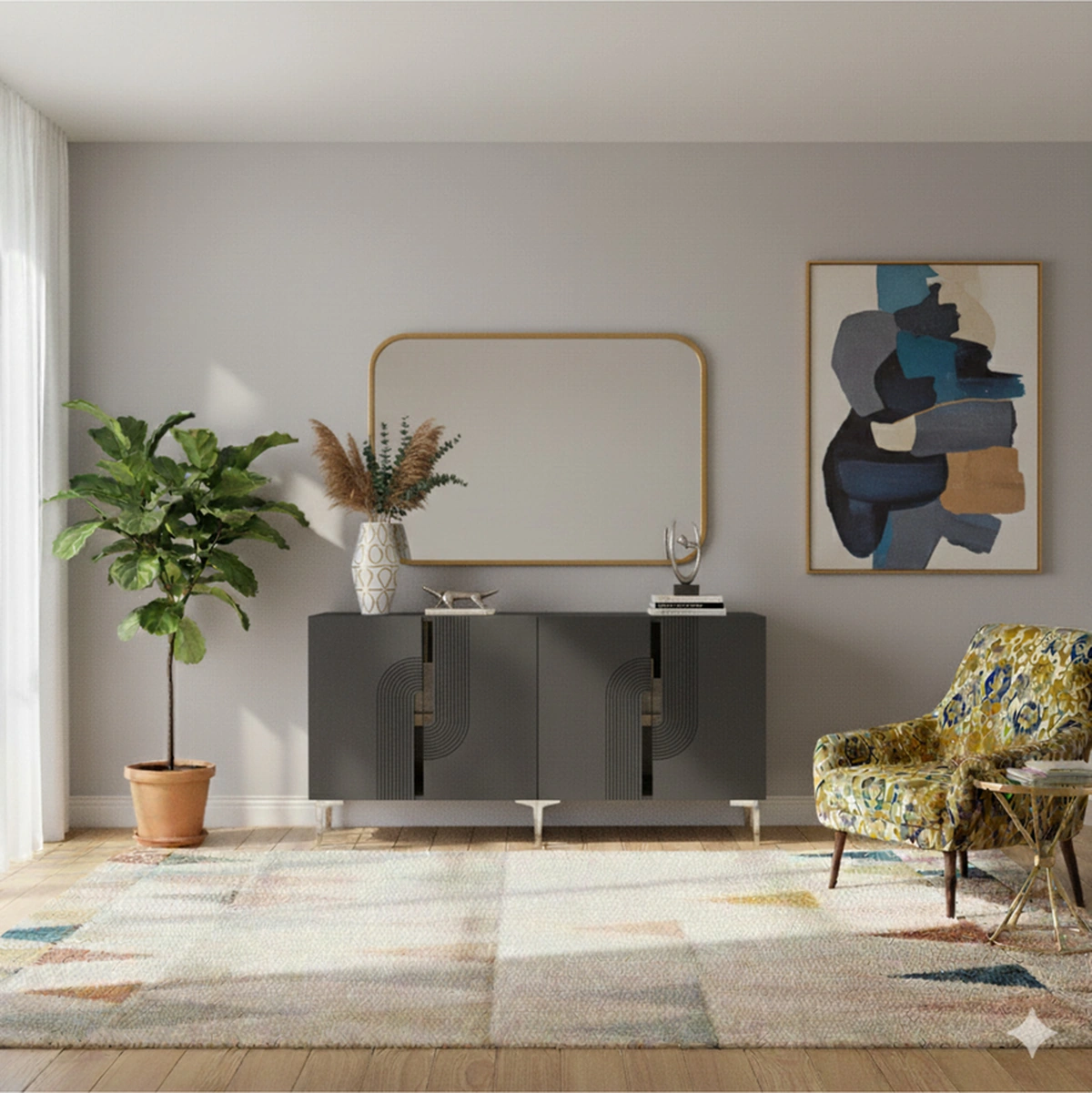 Ka1516as Meyra Konsol, Kahve Köşesi, Tv Sehpası Antrasit-sılver 150cm Antrasit