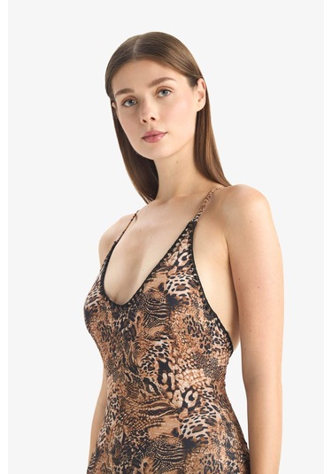 Defacto Regular Fit Leopar Desenli Mayo-fall İn Love E3901ax25smbk81 Siyah