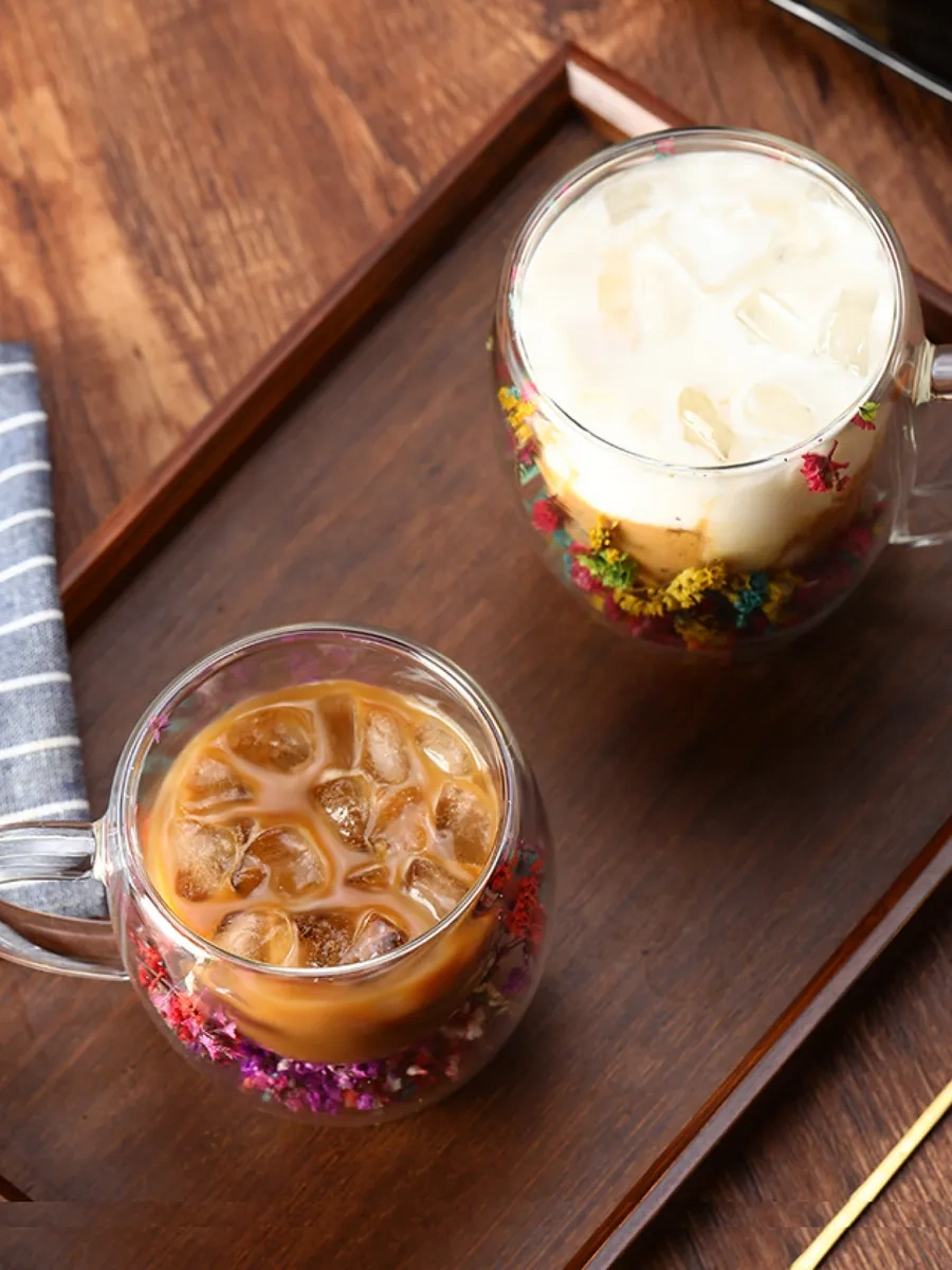 Conflate Çift Tabanlı Kurutulmuş Çiçek Desenli 350 Ml Bardak 341464311 Beyaz