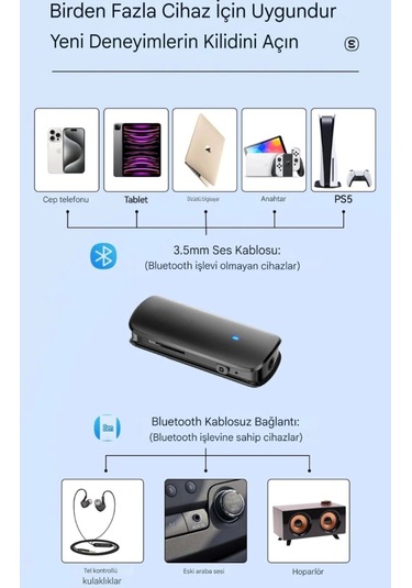 Bt09 Bluetooth 5.3 Araç Kiti Çok Fonsiyonlu 3.5mm Ses Aux Jack