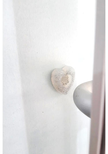 Kapı Kolu Stopu Duvar Eşya Koruyucu Stoper Tampon Yapışkanlı Gümüş Simli Silikon Kalp El Emeği