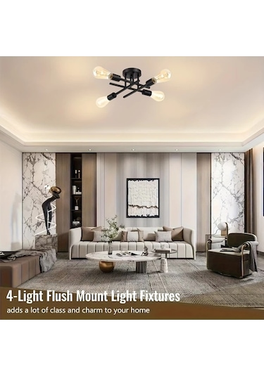 Dashanshop Siyah Vintage Demir Avize E27 E26 Ampul Aplikli Yatak Odası Salon Koridor Siyah