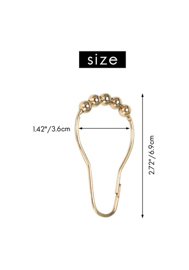 Kolay Kurulum Paslanmaz Duş Perdesi Kancaları Sürtünmesiz Paslanmaz Çelik - Duş Perdesi Çubukları İçin Kolay Kayan Duş Halkaları Cilalı Altın 12 Kanca Seti Altın