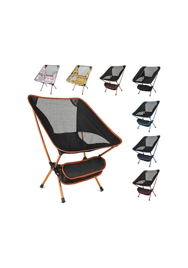 Bloomnest Ultralight Katlanır Açık Hava Sandalyesi - Yüksek Yük Kapasitesi - Seyahat, Plaj, Piknik, Kamp, Balıkçılık İçin Sert Taşınabilir Siyah Siyah