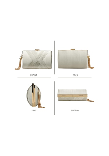 Dofolink Renkli İmitasyon İpek Bayram Çanta - Elden Tutulabilir, Çantalama, Askılı Kullanım - Metal Kanca Kapanma - 17.5x7x11.5cm Çok Renkli