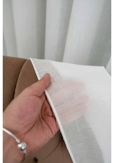 Ekru Keten Kırışmaz Ütü İstemz Sade Tül Perde