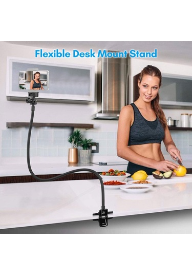 Monyee Masa Üstü Klemeli Esnek Hortum Tutucu, 72cm Uzunluk, 1/4 Vida Bağlantısı, 1kg Yük Kapasitesi, Web Kamerası-telefon-led Işık Uyumlu