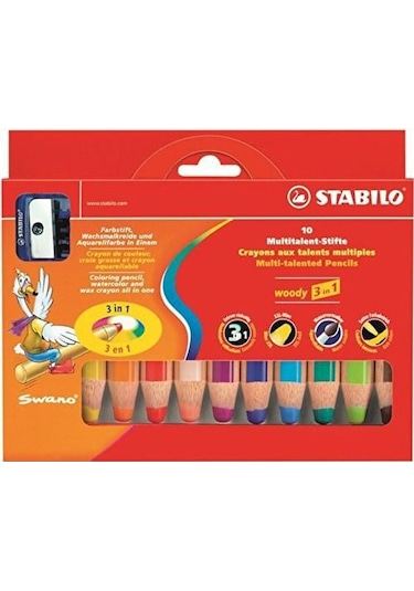 Stabilo Woody 3In1 Kuru Boya Kalem Seti - 10 Renk