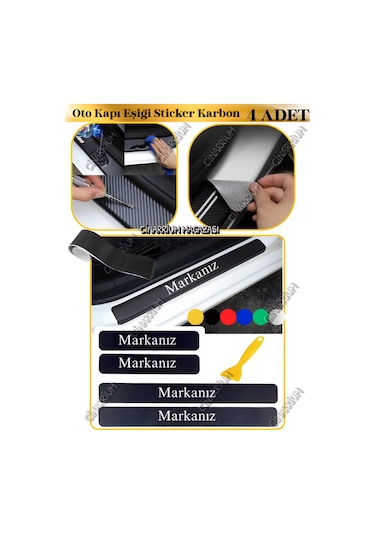 Daewoo Yerli Üretim Özel Üretimoto Kapı Eşikleri Sticker Karbon 4 Adet