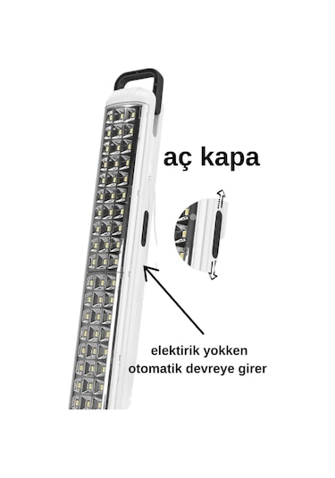 69 Power Li Işıldak Çekmeli Ipli Şarjlı Işıldak 2 Kademeli Aydınlatma Kamp