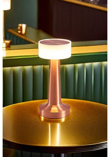 Rosegold Dekoratif Şarjlı Dokunmatik Led Masa Lambası Dimli 56r