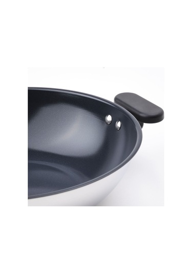 Wok Tava, Yapışmaz Kaplama-paslanmaz Çelik, 28 Cm Açık Bej