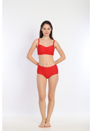 Kadın İnce Askılı Ayarlanabilir Bikini 7277k Kırmızı