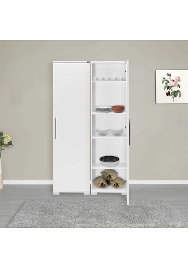 Dıamond 5 Bölmeli Kapaklı Dolap - Lake Beyaz