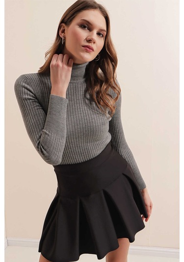 Gabria Fitilli Balıkçı Yaka Kazak Gri