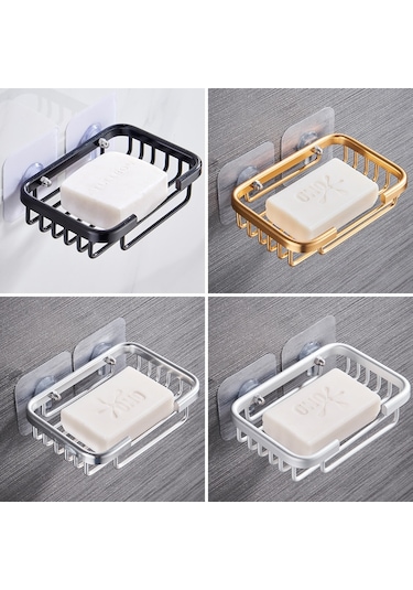 Teltree Banyo Sabunluk Duvar Takımı: Delme Yok Süper Lehimli Siyah Alüminyum Ağı, Su Akışlı Tasarım, Sabunu Kurutup Korur, Konforlu Saklama Diğer