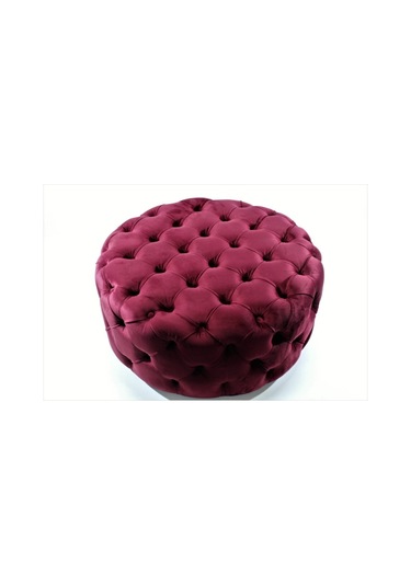 Yuvarlak Chester Model Kapitoneli Oval Orta Puf- Modern Puf Bordo
