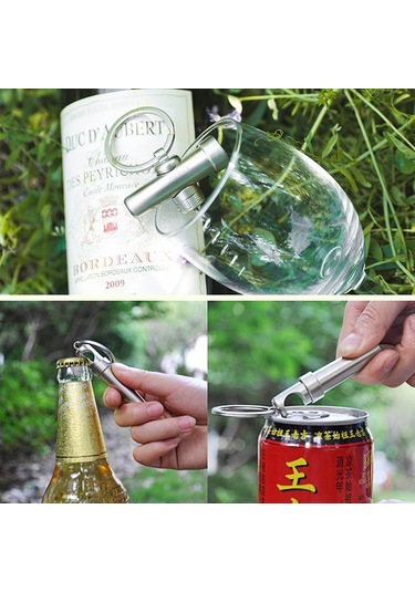 3 In 1 Şişe Açacağı Anahtarlık Açık Taşınabilir Mini Şarap Bira Konserve Açacağı Siyah