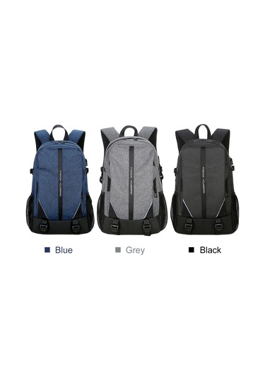 Padalink Erkek İş Seyahat Usb Şarjlı Çok Bölmeli Organize Nylon Sırt Çantası Siyah Siyah