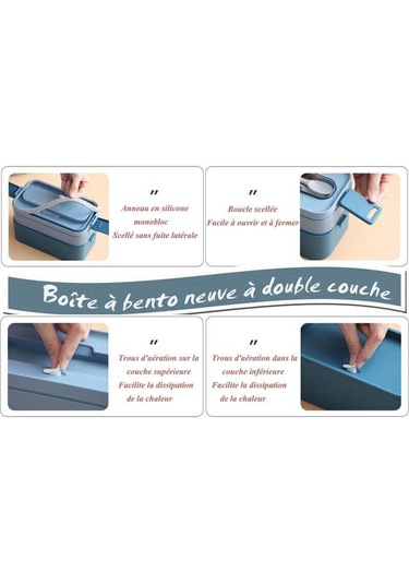 Yalıtımlı Öğle Yemeği Kutusu, Bento Öğle Yemeği Kutusu-1600ml, Çatal Bıçak Takımlı Öğle Yemeği Kutusu, Yetişkinler Ve Çocuklar İçin 2 Bölmeli Sızdırmaz Plastik Öğle Yemeği Kutusu --