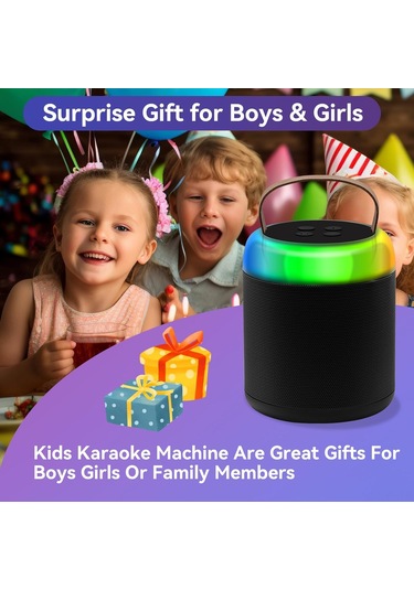 Yifomall Karaoke Ev Müzik Sistemi: Bluetooth Hoparlör + 2 Mikrofon, Dsp Teknoloji, Rgb Işık, 1200mah Pil Siyah